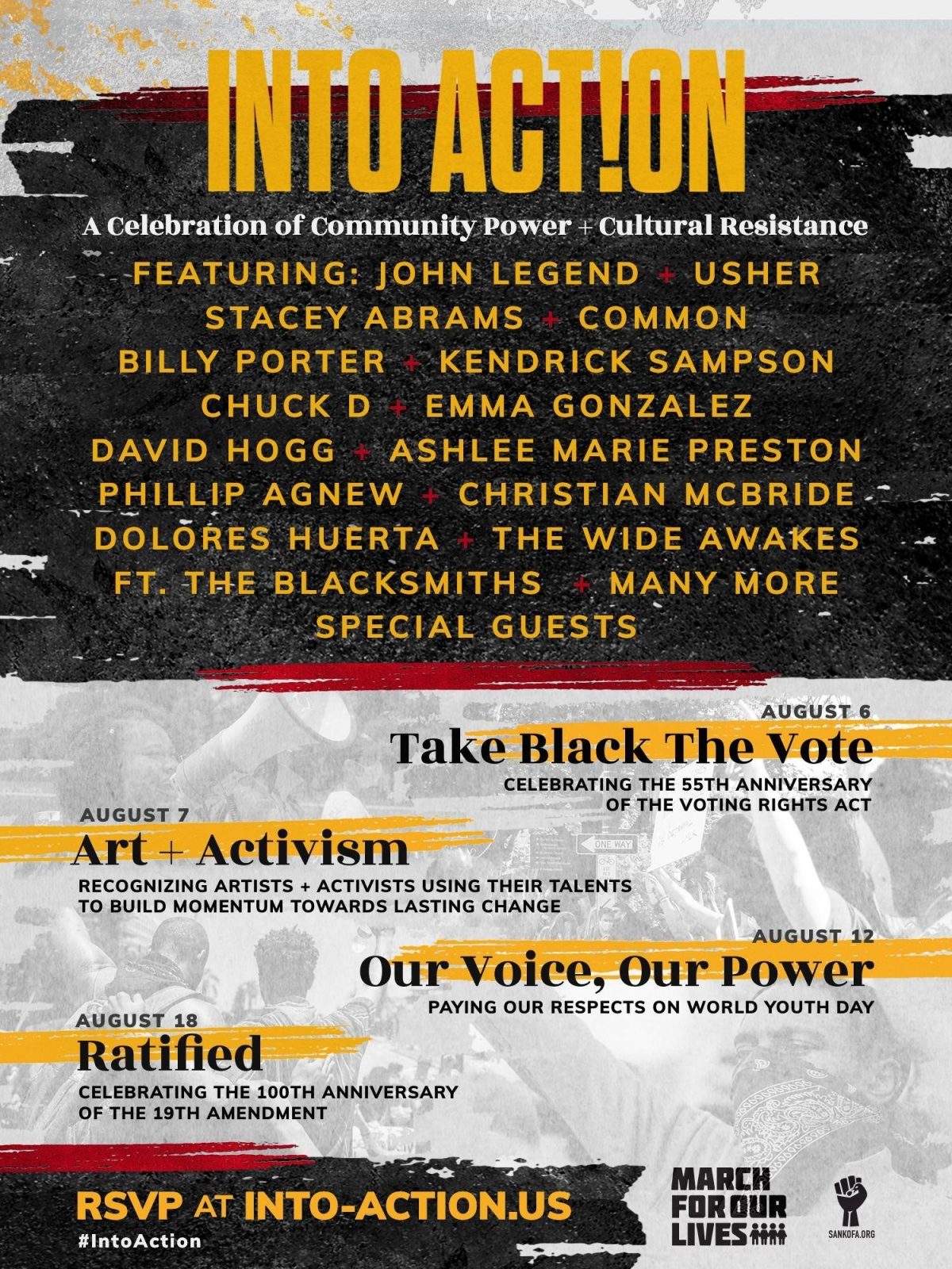 March For Our Lives & Sankofa Present «Into Action» Featuring John Legend, Usher, Stacey Abrams, Billy Porter, and More