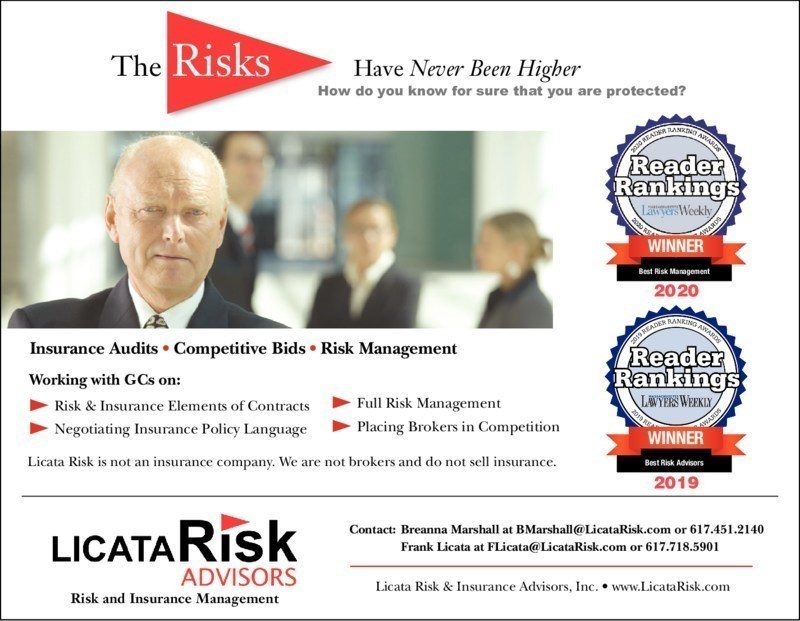 LicataRisk Named Top Risk Advisor in Lawyers Weekly’s 2020 Survey