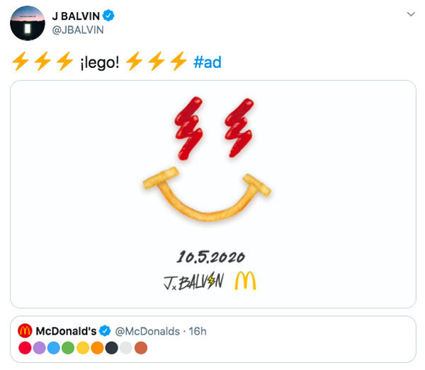 McDonald’s le da la Bienvenida a la Orden de J Balvin en los Menús de Todo EE.UU.